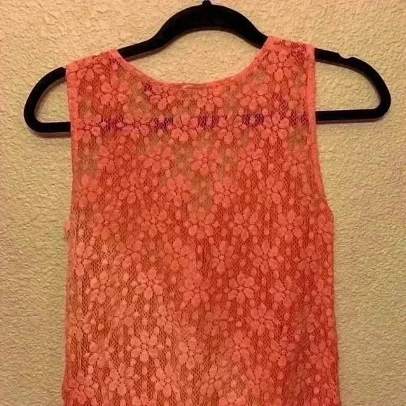 Raya Sun pink Ombre crochet lace top sz M beachy resortwear summer sheer festiva - Picture 7 of 8